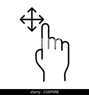 Wischen und scrollen Sie durch das flache Symbol. Piktogramm für Web. Linienhub. Isoliert auf weißem Hintergrund. Gliederungsvektor eps10 Stockfoto