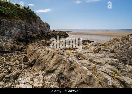 Der Coastal Way erstreckt sich über 137 Meilen, von Merseyside nach Cumbria. Die Küste von Lancashire besteht aus einer Vielzahl von Landschaften, der Kalksteinlandschaft Stockfoto