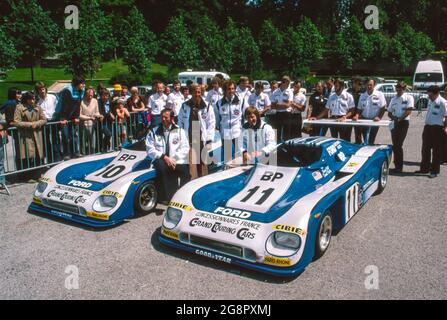 10 Vern Schuppan (nzl), Jaussaud Jean-Pierre (Fra), Hobbs David (gbr), 11 Hobbs David (gbr), Bell Derek (gbr), Vern Schuppan (nzl), Grand Touring Cars Ltd, Ford Konzessionäre Frankreich, Mirage M10, Ambiente während der 1979 24 Stunden von Le Mans vom 9. Bis 10. Juni 1979 in Le Mans, Sarthe Frankreich - Foto DPPI Stockfoto