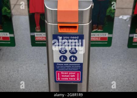 Check-In Für Behinderte An Der Picadilly Station In Manchester England 7-12-2019 Stockfoto