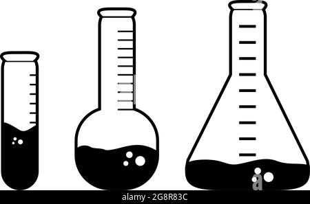 Silhouetten-Kolben für wissenschaftliche Experimente. Laborröhrchen. Abbildung Symbol Logo Symbol Stock Vektor