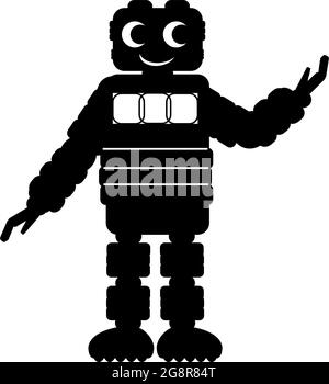 Silhouette niedlichen Roboter. Chatbot hilft bei der Lösung von Problemen. Moderne Technologierobotik. Abbildung Symbol Logo Symbol Stock Vektor