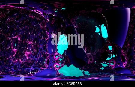 Fraktales Aquarell. Lila Cyber-Hintergrund. Bunte Vorlage. Topografische Leinwand. Gelbe, Schöne Textur. Fluoreszierendes Design. Schwarze Leuchtende Dekoration Stockfoto