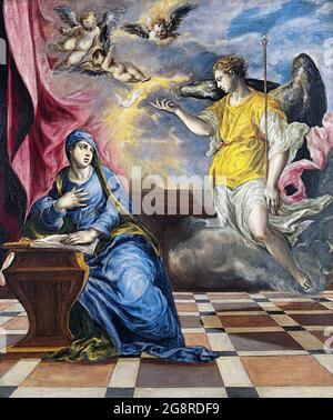 Die Verkündigung von El Greco (Domenikos Theotokopoulos, 1541-1614), Öl auf Leinwand, c.. 1576 Stockfoto