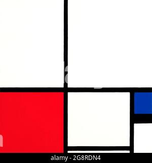 Mondrian. Gemälde mit dem Titel „Komposition in Farben / Komposition Nr. I with Red and Blue“ von Piet Mondrian (Mondriaan) (1872-1944), Öl auf Leinwand, 1931 Stockfoto