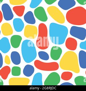 Abstraktes Kinder-Vektor-Muster. Nahtloser Hintergrund mit bunten organischen Formen. Handgezeichnetes Muster Doodle Elemente. Abstrakt, modern Stock Vektor