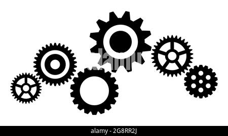 Verschiedene Arten von Uhrwerkrädern Symbole für die Reparatur Wartung oder Mechanismus Vektor Illustration Symbol Stock Vektor