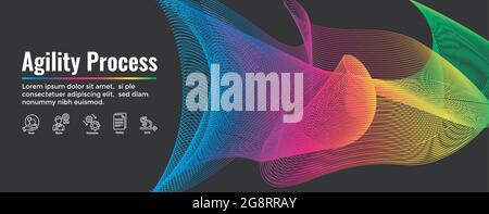 Agile Scrum Prozess- und Entwicklungsicon Set Web-Header-Banner Stock Vektor