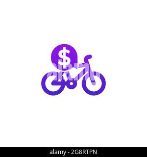 Leihen Sie sich ein Fahrrad-Symbol auf Weiß Stock Vektor