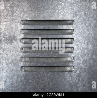 Detail eines Lüftungsgitters an einer verzinkten Metalltür oder -Struktur Stockfoto