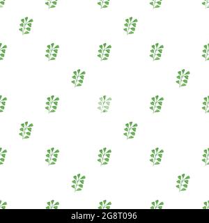Grüne Blätter in zufällig angeordnet, um nahtlose Blumenmuster handgezeichnete botanische Aquarell-Illustration, einfache grüne Ornament für Textil, Geschenkpapier, umweltfreundliche Urlaub oder Heim-Dekor Stockfoto