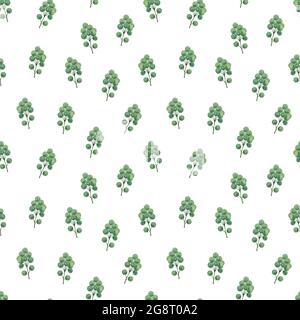 Grüne Blätter in zufällig angeordnet, um nahtlose Blumenmuster handgezeichnete botanische Aquarell-Illustration, einfache grüne Ornament für Textil, Geschenkpapier, umweltfreundliche Urlaub oder Heim-Dekor Stockfoto