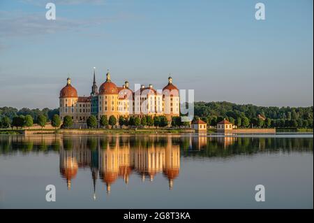 Schloss Moritzburg, ein Barockschloss Moritzburg, in der Nähe von Dresden, Sachsen, Deutschland Stockfoto