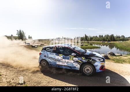 48 Pajari Sami (FIN), Salminen Marko (FIN), Ford Fiesta Rally4, Aktion während der Rallye Estland, 7. Runde der FIA WRC-Meisterschaft 2021 vom 15. Bis 18. Juli in Tartu, Kreis Tartu in Estland - Foto Nikos Katikis / DPPI Stockfoto