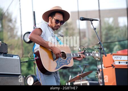 21. Juli 2021 - Raleigh, North Carolina; USA - der Musiker TRE BURT tritt live auf, während seine Tournee 2021 im Red hat Amphitheater in Raleigh Halt macht. Copyright 2021 Jason Moore. (Bild: © Jason Moore/ZUMA Press Wire) Stockfoto