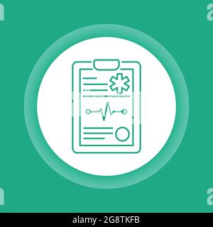 Symbol für die Farbschaltfläche der medizinischen Zwischenablage. Patientenkarte. Stock Vektor