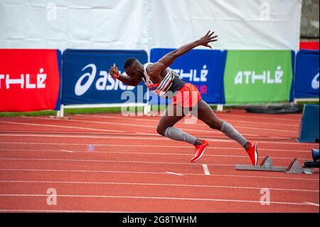 JORDIER Thomas, 400 m Männer, während des Motteville-les-Rouen Athletics Meeting 2021, Pro Athle Tour Circuit am 11. Juli 2021 im Jean Adret Stadion in Sotteville-les-Rouen, Frankreich - Foto Ludovic Barbier / DPPI Stockfoto