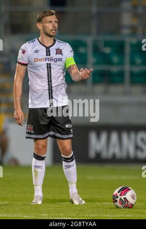 Dublin, Irland. Juli 2021. Andy Boyle von Dundalk während der zweiten Qualifikationsrunde der UEFA Europa Conference League, 1. Beinspiel zwischen dem FC Dundalk und dem FC Levadia Tallinn am 22. Juli 2021 im Tallaght Stadium in Dublin, Irland (Foto: Andrew SURMA/SIPA USA). Quelle: SIPA USA/Alamy Live News Stockfoto