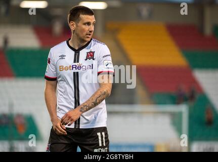 Dublin, Irland. Juli 2021. Patrick McEleney von Dundalk während der zweiten Qualifikationsrunde der UEFA Europa Conference League, 1. Beinspiel zwischen dem FC Dundalk und dem FC Levadia Tallinn am 22. Juli 2021 im Tallaght Stadium in Dublin, Irland (Foto: Andrew SURMA/SIPA USA). Quelle: SIPA USA/Alamy Live News Stockfoto