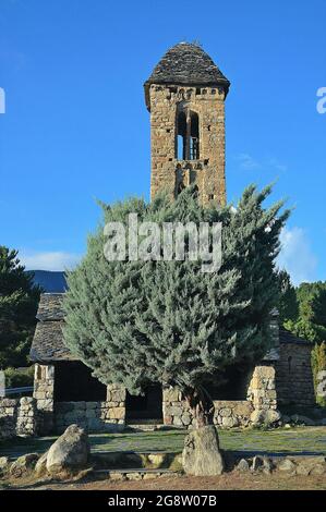 Romanische Kirche von Sant Miguel de Engolasters in Escaldes Engordany des Fürstentums Andorra Stockfoto