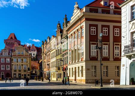 Posen Stadt historischen Straßen und alten Marktplatz Stockfoto