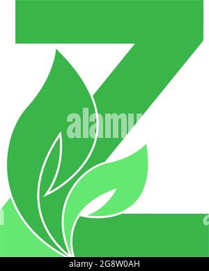 Buchstabe Z Logo Blatt Symbol Design Konzept Vektor Stock Vektor