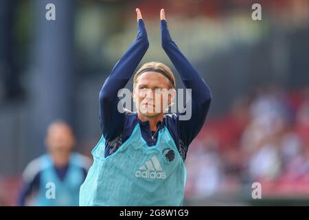 Kopenhagen, Dänemark. Juli 2021. Viktor Fischer vom FC Kopenhagen ist beim Qualifikationsspiel der UEFA Europa Conference League zwischen dem FC Kopenhagen und Torpedo Zhodino im Kopenhagener Park aufgewacht. (Foto: Gonzales Photo/Alamy Live News Stockfoto