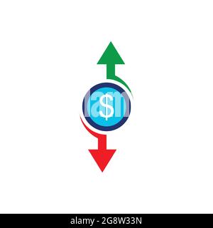 Dollar nach oben Pfeil nach unten Logo Symbol Vektor flach Konzept Design Stock Vektor