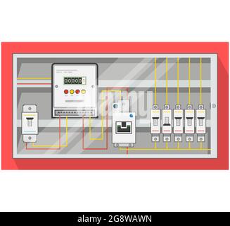 Elektroverteilung - Netzschalterverkleidung - Abbildung als EPS 10-Datei Stock Vektor
