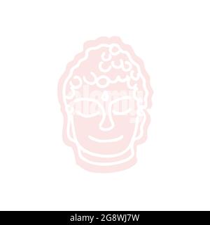 Buddha-Kopf-Illustration im Cartoon-Stil Stock Vektor