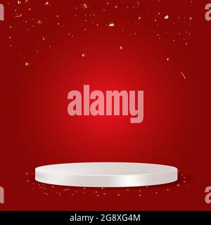 Weißes Podium mit goldenem Konfetti. Vektorgrafik EPS10 Stock Vektor