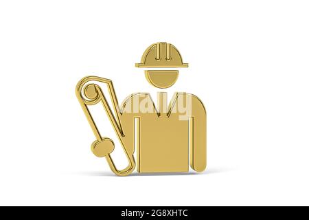 Goldenes 3d-Manager-Symbol auf weißem Hintergrund isoliert - 3d-Rendering Stockfoto