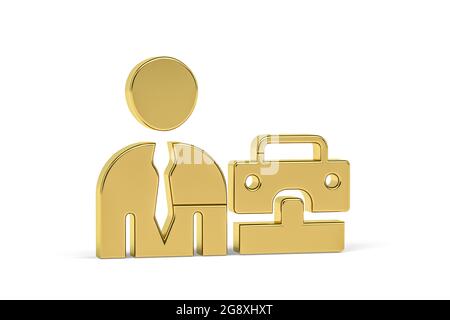 Goldenes 3d-Manager-Symbol auf weißem Hintergrund isoliert - 3d-Rendering Stockfoto