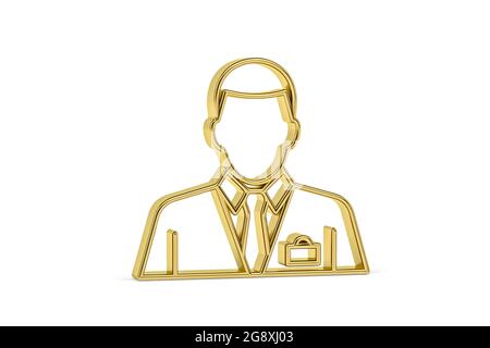 Goldenes 3d-Manager-Symbol auf weißem Hintergrund isoliert - 3d-Rendering Stockfoto