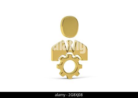 Goldenes 3d-Manager-Symbol auf weißem Hintergrund isoliert - 3d-Rendering Stockfoto