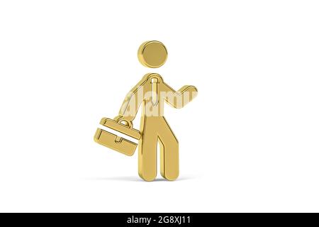 Goldenes 3d-Manager-Symbol auf weißem Hintergrund isoliert - 3d-Rendering Stockfoto