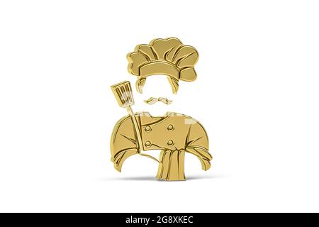 Goldenes 3d-Koch-Symbol auf weißem Hintergrund isoliert - 3d-Rendering Stockfoto
