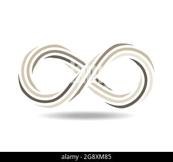 Mobius-Schlaufe aus Seil in Grautönen. Unendlichkeitssymbol. 8 Acht Stock Vektor