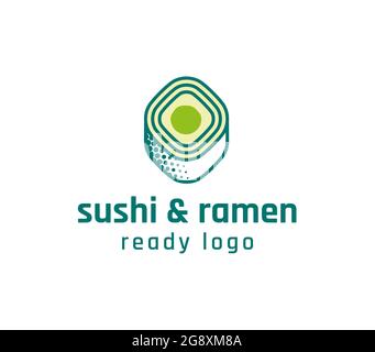 Ready Sushi- und Ramen-Bar-Logo in Grün Stock Vektor