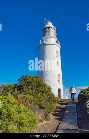 Der unter Denkmalschutz stehende Cape Bruny Lighthouse an der südöstlichen Spitze von Bruny Island in Tasmanien, Australien, war von 1836 bis 1996 in Betrieb Stockfoto