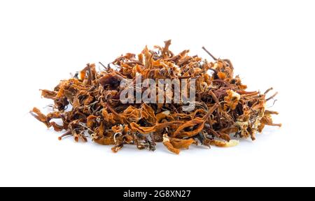 Trockener Kaffee Blumen Tee auf weißem Hintergrund Stockfoto