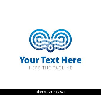 Eulenaugen. Bestehend aus parallelen blauen Linien. Labyrinth oder Labyrinth. Bereit-Logo Stock Vektor