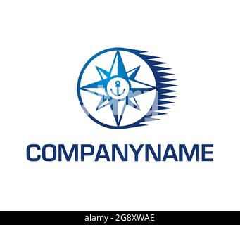 Windrose, Kompass mit Anker in der Mitte. Bereit-Logo Stock Vektor