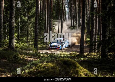 48 Pajari Sami (FIN), Salminen Marko (FIN), Ford Fiesta Rally4, Aktion während der Rallye Estland, 7. Runde der FIA WRC-Meisterschaft 2021 vom 15. Bis 18. Juli in Tartu, Kreis Tartu in Estland - Foto Nikos Katikis / DPPI Stockfoto