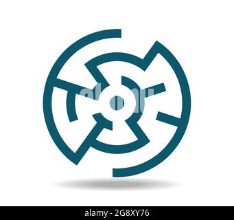 Rundes graues Labyrinth. Logo in Form des Labyrinths Stock Vektor