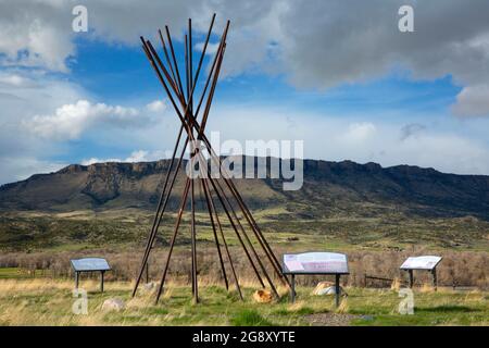 Tipi-Skulptur, Fort Parker Interpretive Site, Park County, Montana Stockfoto