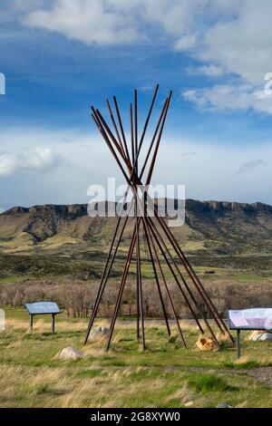 Tipi-Skulptur, Fort Parker Interpretive Site, Park County, Montana Stockfoto