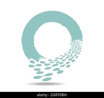 Ein Kreis, aus dem eine Masse aus einzelnen und doppelten Punkten gegossen wird Stock Vektor