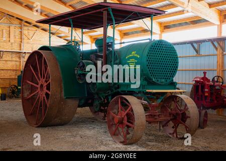 Restaurierte Fahrzeugausstellung, Big Horn County Historical Museum, Hardin, Montana Stockfoto