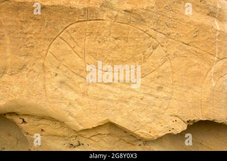 Petroglyph, Rosebud Battlefield State Park, Montana Stockfoto